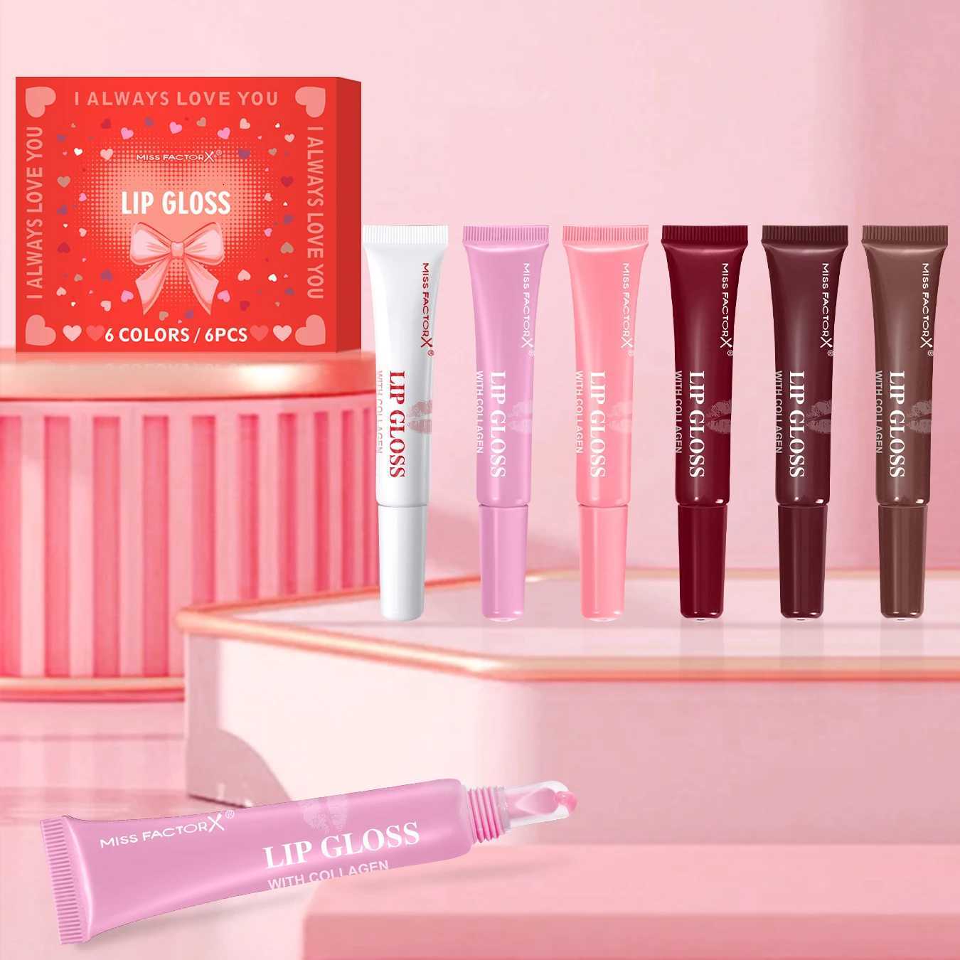 6pcs/box 6-color lip gloss set Unique gift set Long-lasting moisturizing Glossy lip color Valentines Day gift Thanksgiving giftXJ250724
