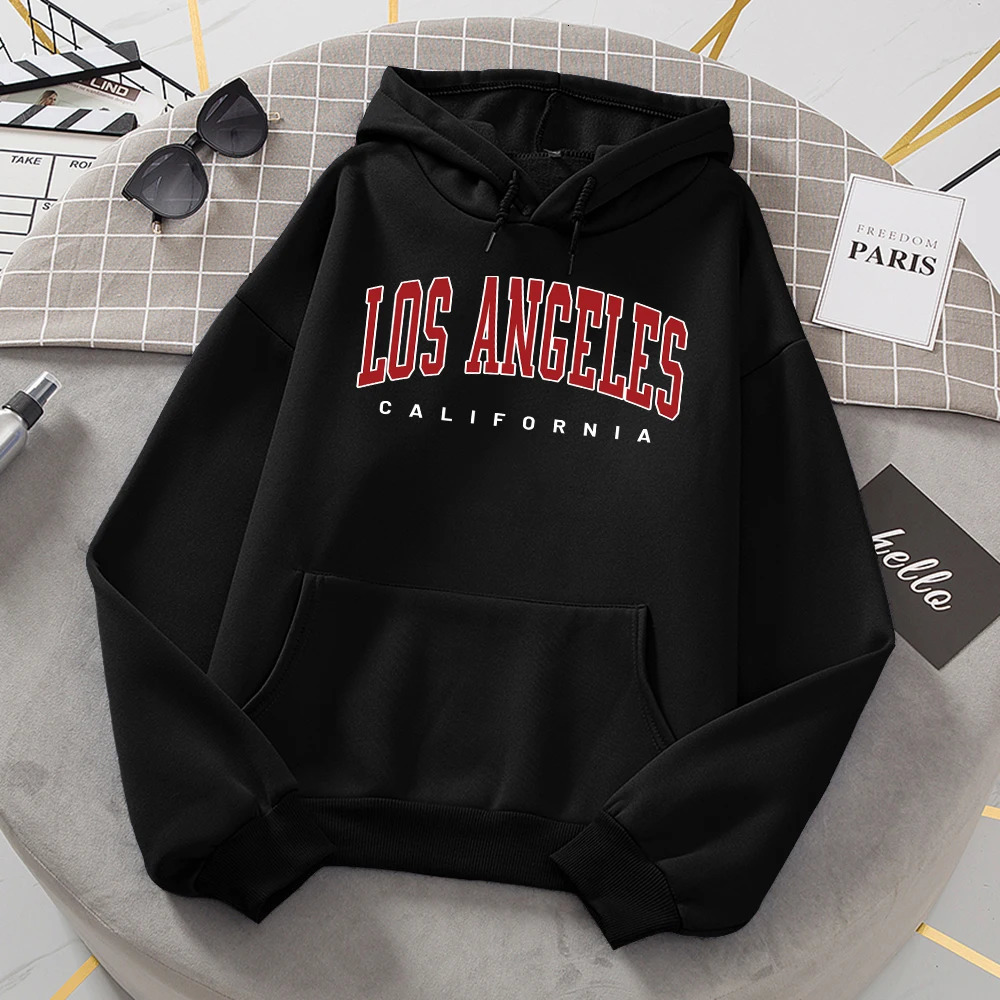 Los Angeles California Hoodie Fashion Novelty Casual Hooded Basic All Match Sweatshirt Warm Comfortable Fleece Hoody 250725
