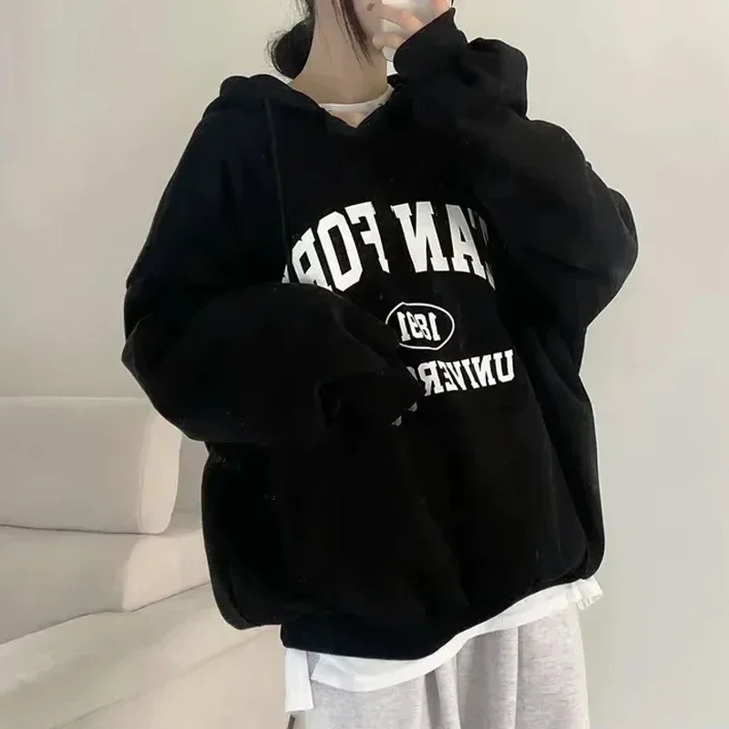 Streetwear Brooklyn Letter Printed Hoodie Women Sweatshirt Warm Full Sleeve Fashion Hoodies Ladies Winter Harajuku Tops Clothes 250725