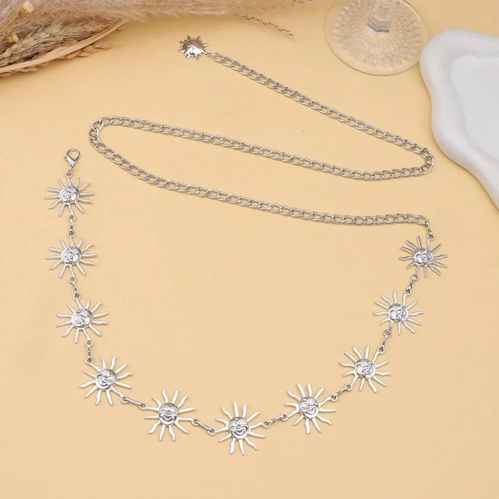 Fashion Sun Moon Stars Tassels Punk Waist Chain Vintage Hip Hop Alloy Waistband Retro Dress Cummerbands For Women 250722