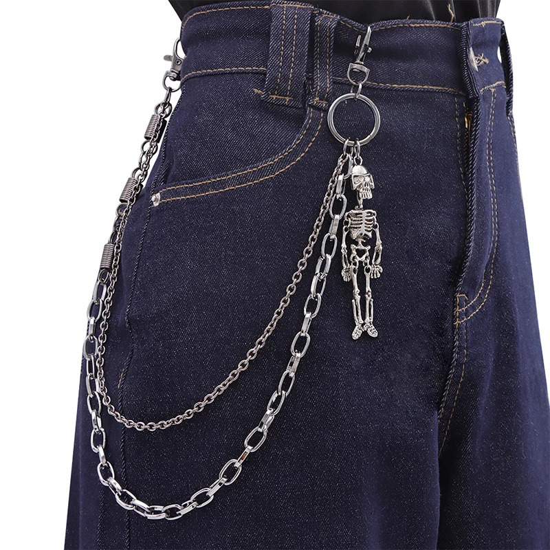 Hip Hop Fashion Skeleton Decorative Metal Waist Chain Punk Personalized Vintage Trouser Chain Double Layered Waist Chain Gifts 250722