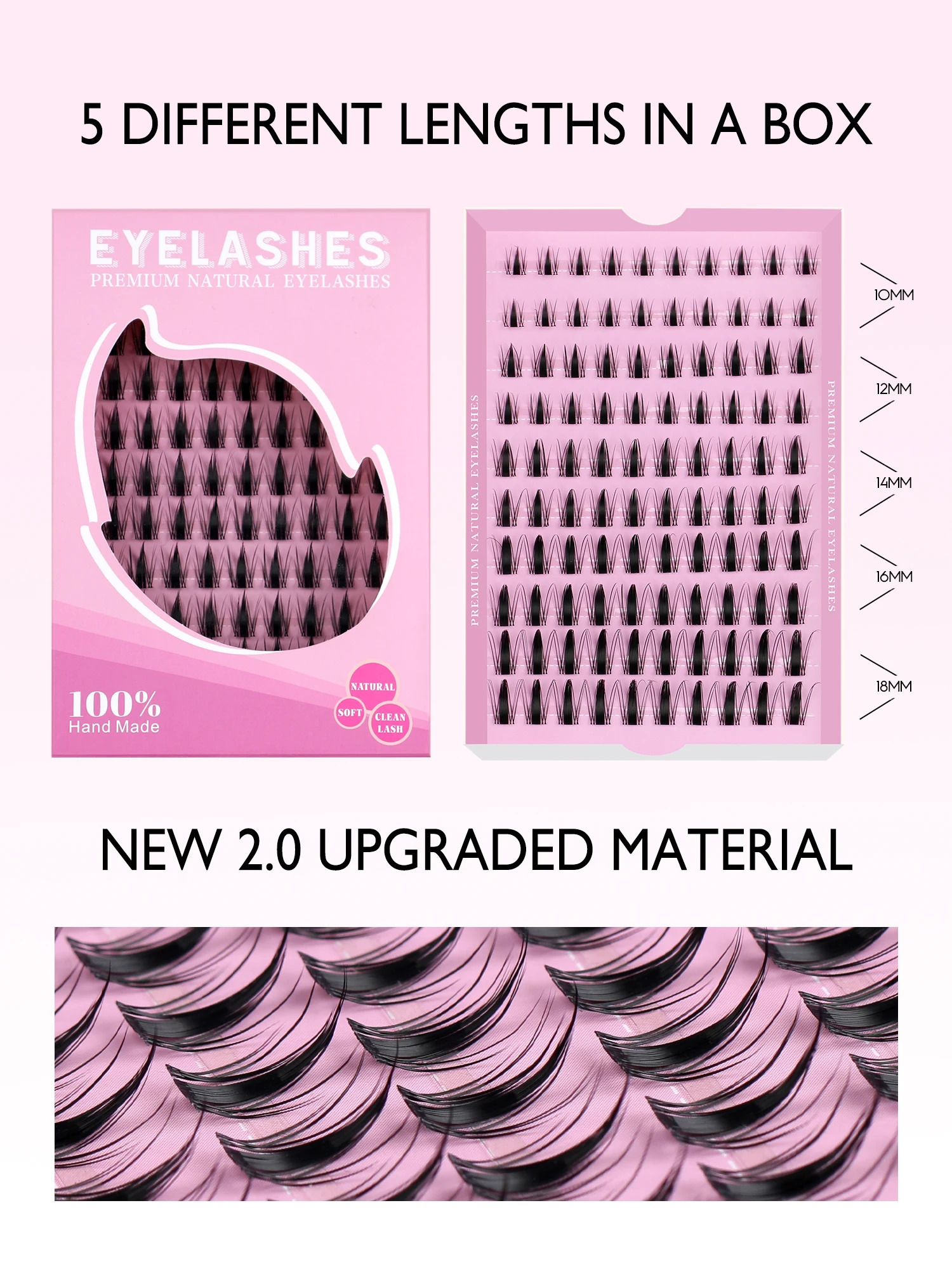 GROINNEYA DIY Lash Kit 1018mm Manga Lashes Mixed Tray Clusters Individual Eyelashes with Bond 250714