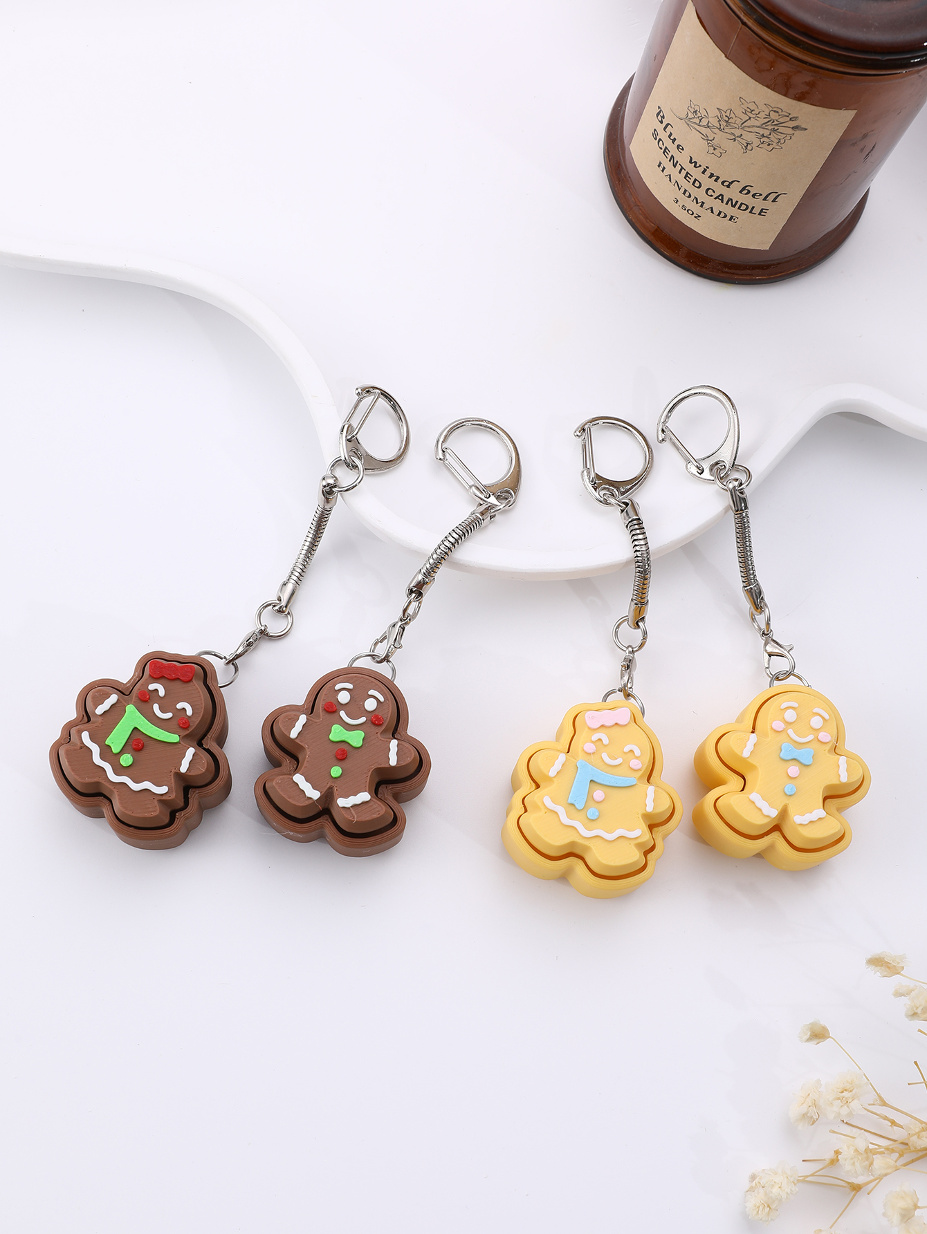 Porte-clés en forme de biscuits imprimés en 3D - un jouet de soulagement du stress adulte avec un gadget de relief d'anxiété portable avec une co