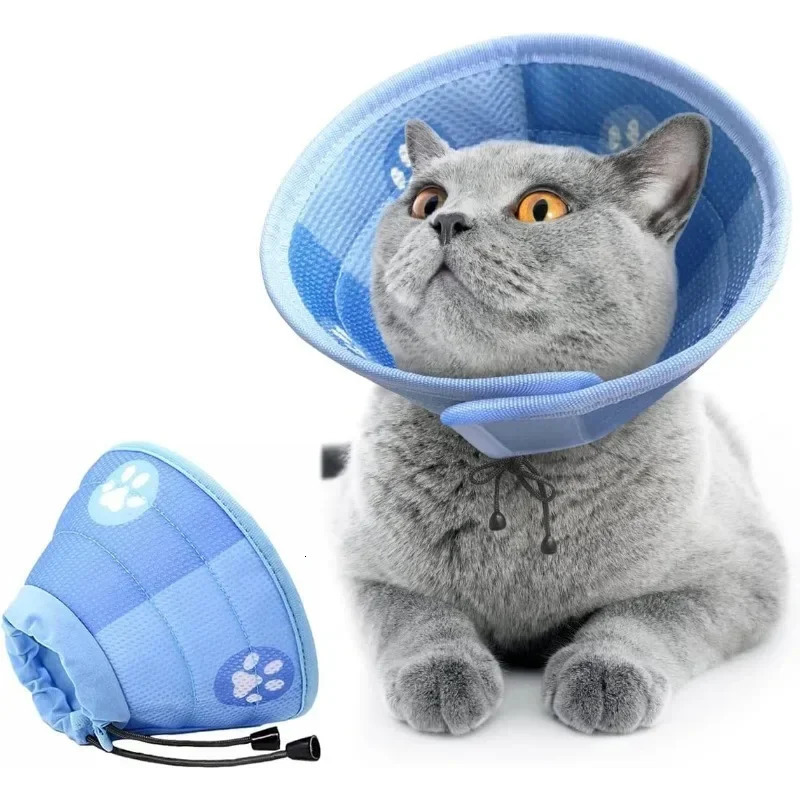 Adjustable Cat Cone Collar Soft Cute Cats Recovery Collar Protective Pet After Surgery Lightweight Elizabethan Collars for Pet 250716