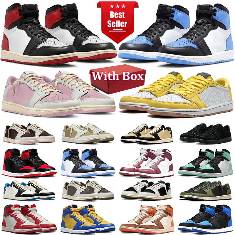 Basketball Shoes 1s low high Black Phantom Reverse Mocha Neutral Olive men women Bred Toe Twine Shattered mens trainers outdoor sports sneakers 36-46