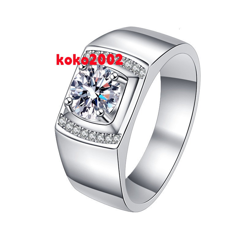 Fine Jewelry 1CT VVs1 Moissanite Synthetic Diamond Heavy S925 Sterling Silver Men Rings of Gifts