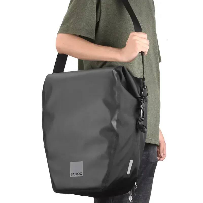 Sahoo Bicycle Rear Rack Bag W/ Shoulder Carry Belt Large Capacity 10/20L Rain Tight Taped Seaming Lage Carrier Pannier high-quality