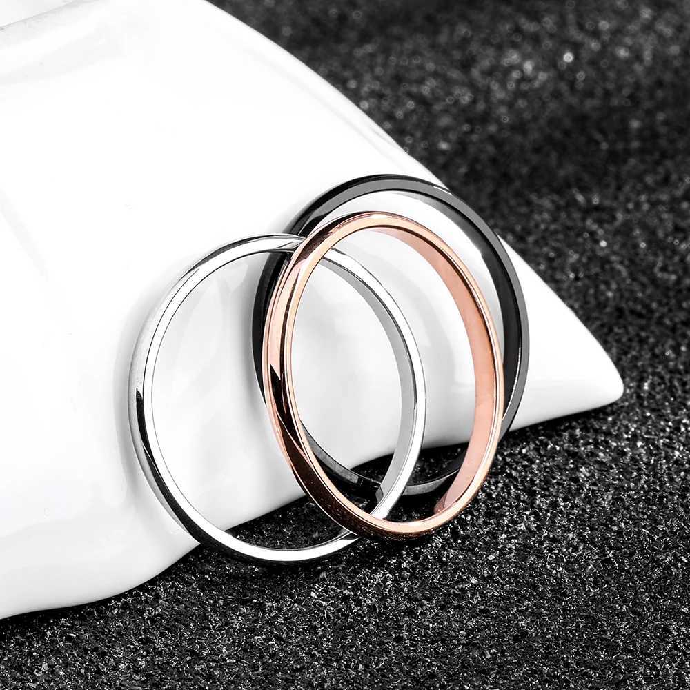 KNOCK Titanium Steel Rose Gold Anti Allergy Smooth Simple Wedding Couple Ring Bijouterie Mens or Womens Gift W250417