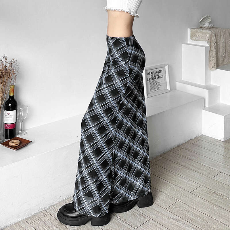2023 Summer New Women's Solid Color Slim Fit Bodycon Street Fashion High Waist Plaid Skirt 242