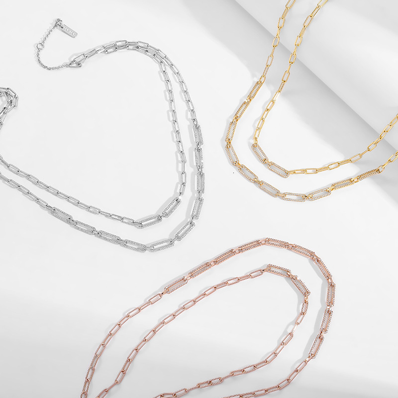 2025 New Style Zircon Electroplated Necklace For Women Exquisite And Luxurious Designer Necklace Summer Minimalist Style Double Layered Necklace