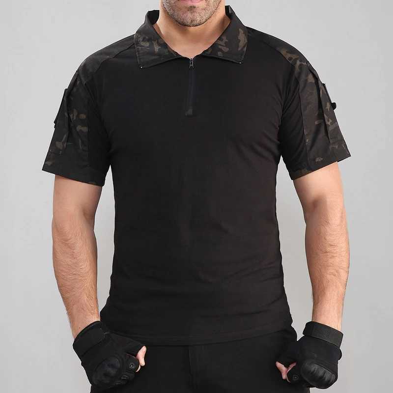 Camouflage Tactical T-Shirts Mens Summer Quick Dry Short Sleeve T-Shirts Breathable Wear-resistant Outdoor Hiking Sport Tees Y250724