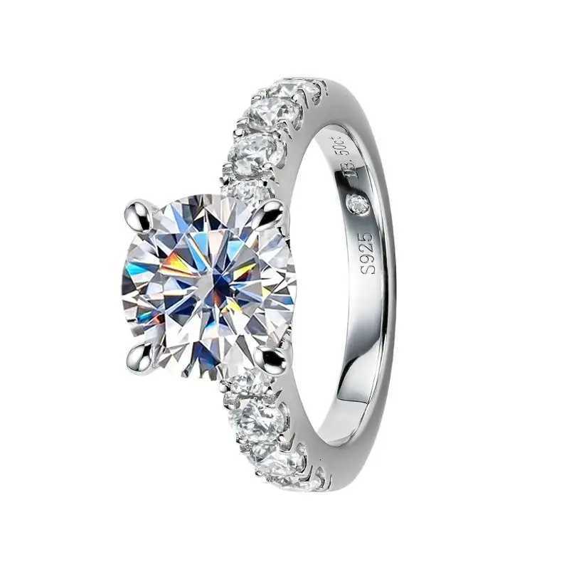 HTOTOH 3.5-carat Moissanite Diamond Engagement Ring S925 Silver Round Wedding Ring Exquisite Jewelry W250417