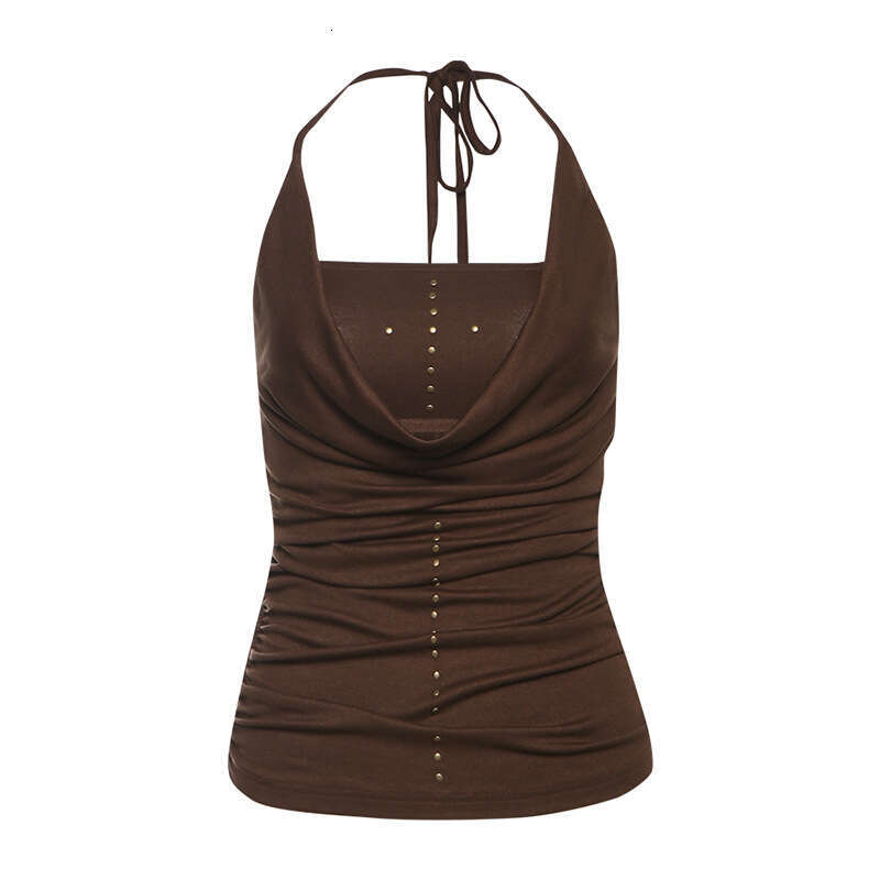 2025 Spring New Women's Solid Color Slim Fit Fashion Halter Neck Strapless Backless Tank Top Two-Piece Set df3