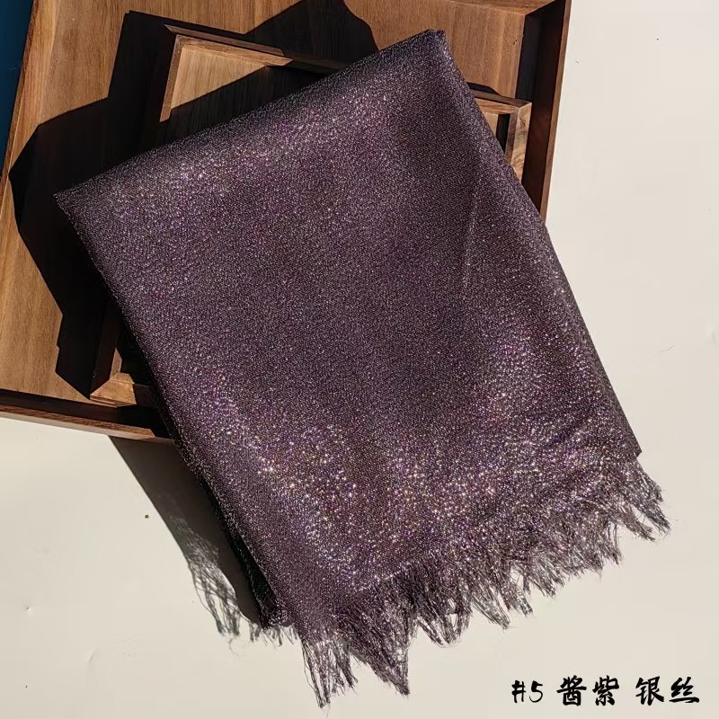 T1303 new spring and summer new solid color long scarf cotton gold and silver silk scarf female single color long headscarf shawl