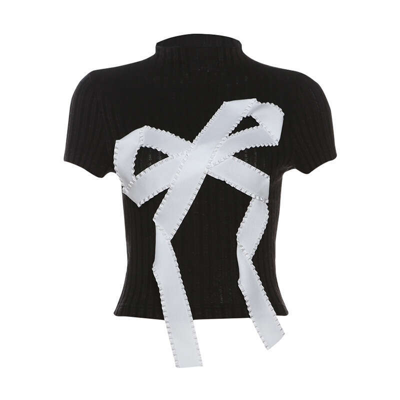 2024 Spring New Women's Solid Color Slim Fit Fashion Round Neck Regular Shoulder Short Sleeve Top adb