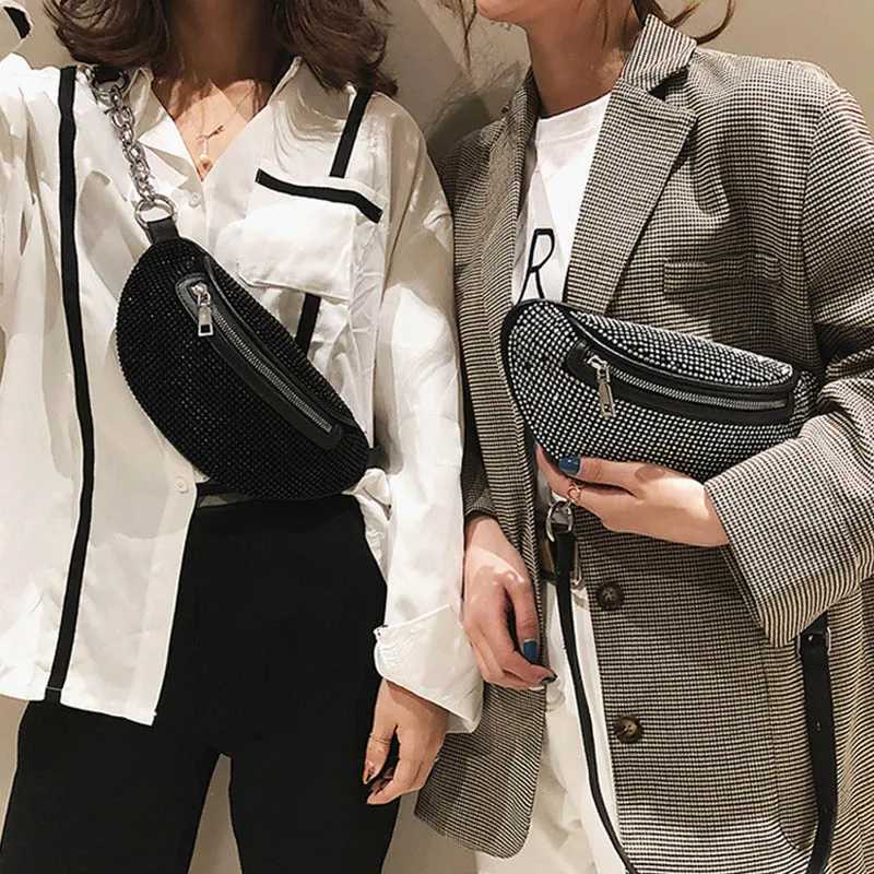 Wen Waist Bag Fl Diamond Luxury Fanny Pack Chain Waist Shoulder Crossbody Ch Bags Fi Banana Belt Bag Hip Bum Purse Y250724