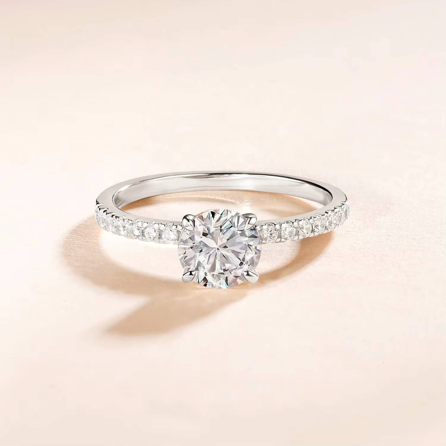 OAHLAN Fine Jewellery Womens Sterling Silver 925 Engagement Wedding Ring 1.2CT Moissanite Ring with Certificate