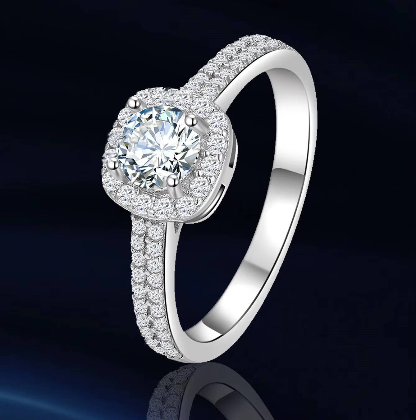S925 Sterling Silver Lab Grown Diamond Ladies Finger Ring Fine Jewelry Women Moissanite Ring