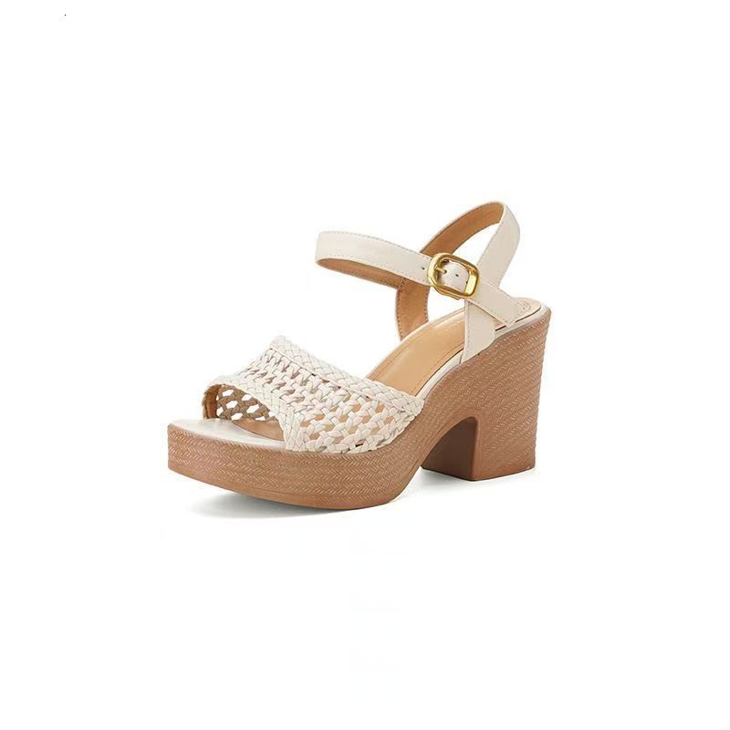 Ddmysports Petite Fashion Sandals For Women Summer New Thick Open Toe Soft Sole Comfortable Height Increasing Chunky Heel Roman Shoes Outdoor Shoes