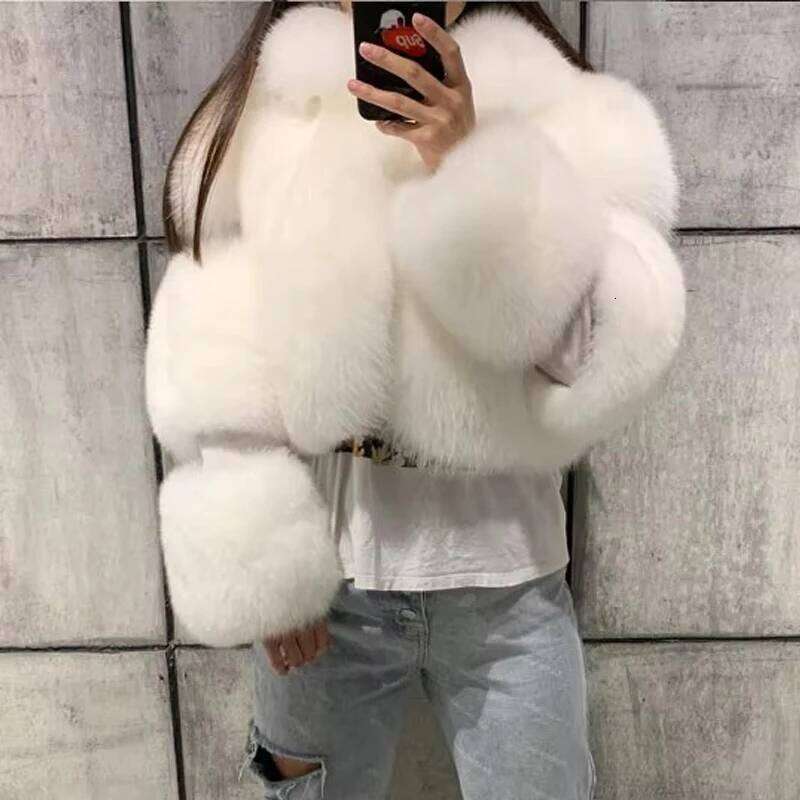 Winter Cropped Coat Short Faux Warm Fashionable Fox Fur Fluffy Jacket Women's Clothing Outerwears MDNG