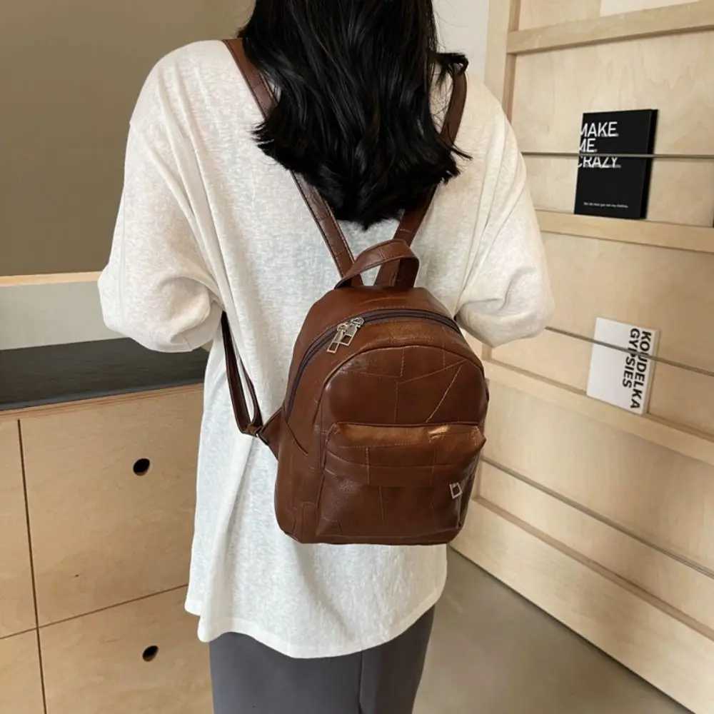 Fi Large Capacity Mini Backpacks PU Leather Waterproof Travel Bag Solid Color Students Backpack Wen Y250724