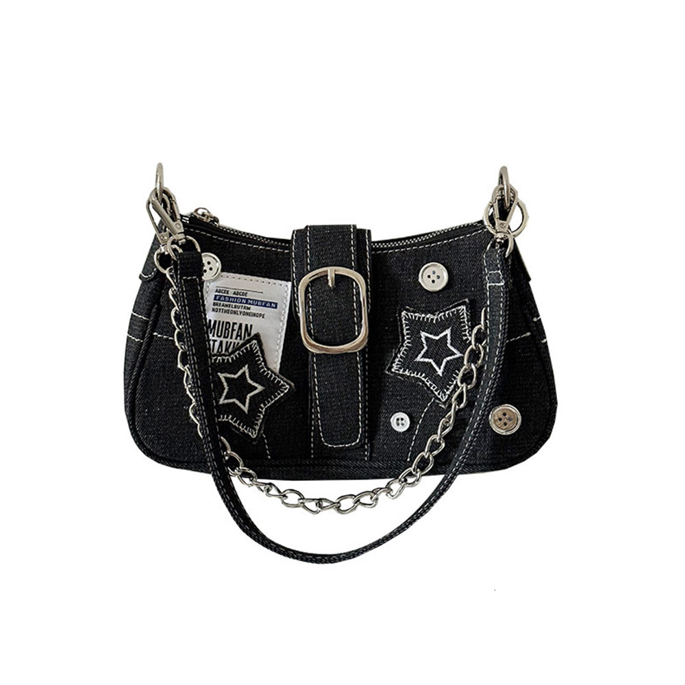 2025 Summer New Women's Shoulder Bag New Trend Spicy Girl Style Chain Canvas Underarm Bag Small Design Summer New Women's Crossbody Bag New 