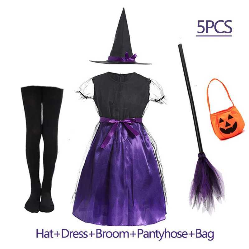 2025 Halloween Witch Costume for Girls Cosplay Witch Pumpkin Bat Dress Kids Dress Suit Carnival Par Performance Costumes Z250725