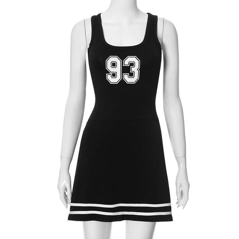 Q24ds247 Women's Summer New Color-Block Sleeveless Square Neck Sports Style Bodycon Dress B5