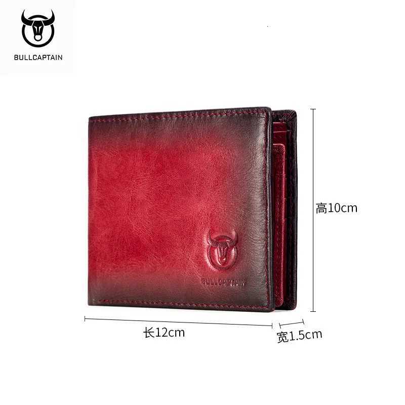 BULLCAPTAIN RFID Blocking Mens Leather Wallet Bifold Slim Wallet Multi-card Card Holder ID Wallet QB 05 Z250725