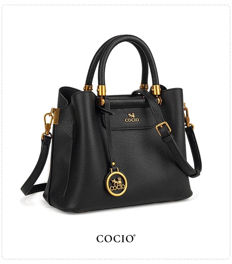 COCIO designer Shoulder Bags New minimalist versatile large capacity fashionable casual bucket bag hot genuine leather womens bag black white