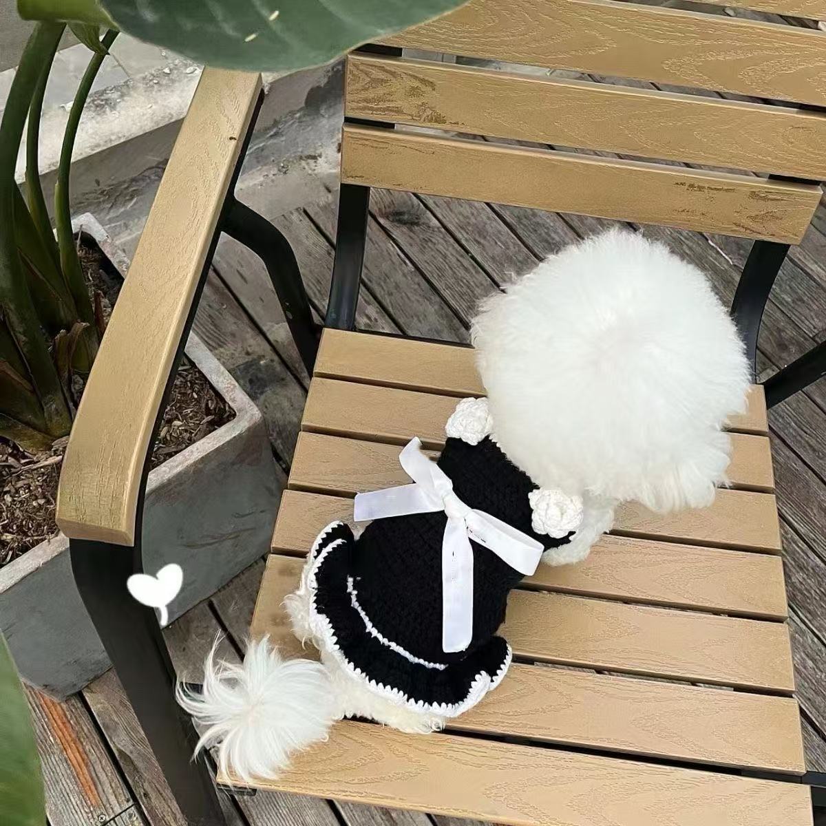 T811 Dog Clothes Autumn and Winter Sweater Cute Bow Pet Sweater Princess Dress Yorkshire