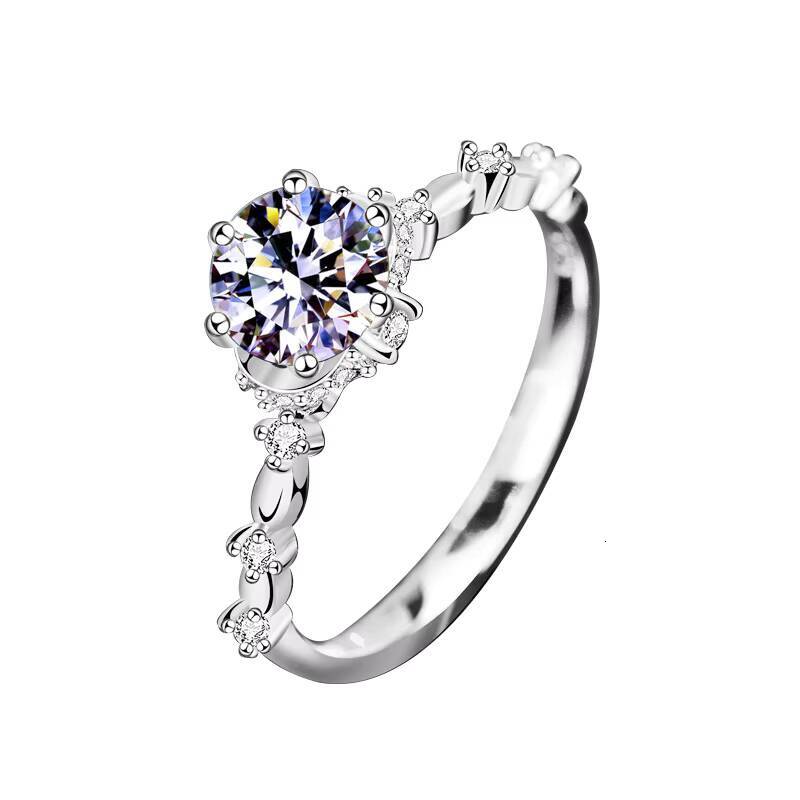 XJA002 925 Sterling Silver Light Luxury Diamond Ring Fashion Jewelry Exquisite Moissanite Silver Jewelry Wedding Ring for Women