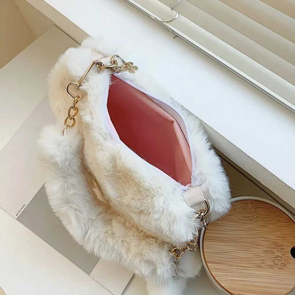 Plush Handbags Faux Fur -shaped Wen Fluffy Ladies Chain Shoulder Bag Fi Fem Versatile Furry Daily Clutch Purse Y250725