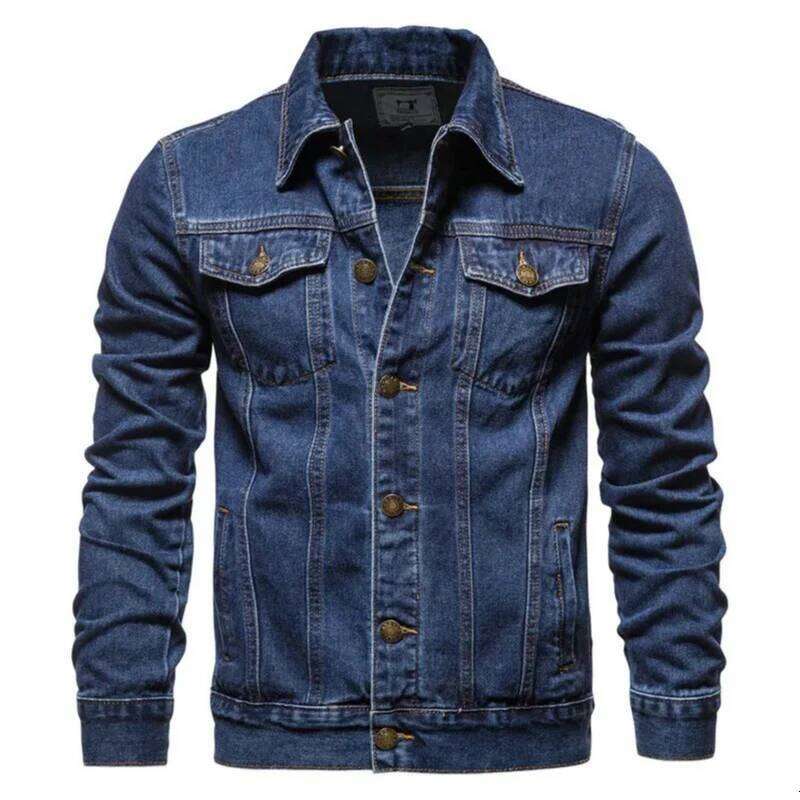 New Autumn Men's Workwear Jeans Jacket Loose Casual Versatile Youthful Male Solid Color Tops Dnim Mens Outwear