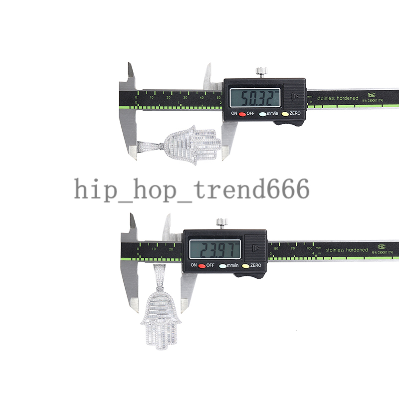 Factory Custom Iced Out Moissanite Hamsa Pendant Necklace S925 Silver with 18K Gold Plating Emerald Cut Hip Hop Jewelry Necklace