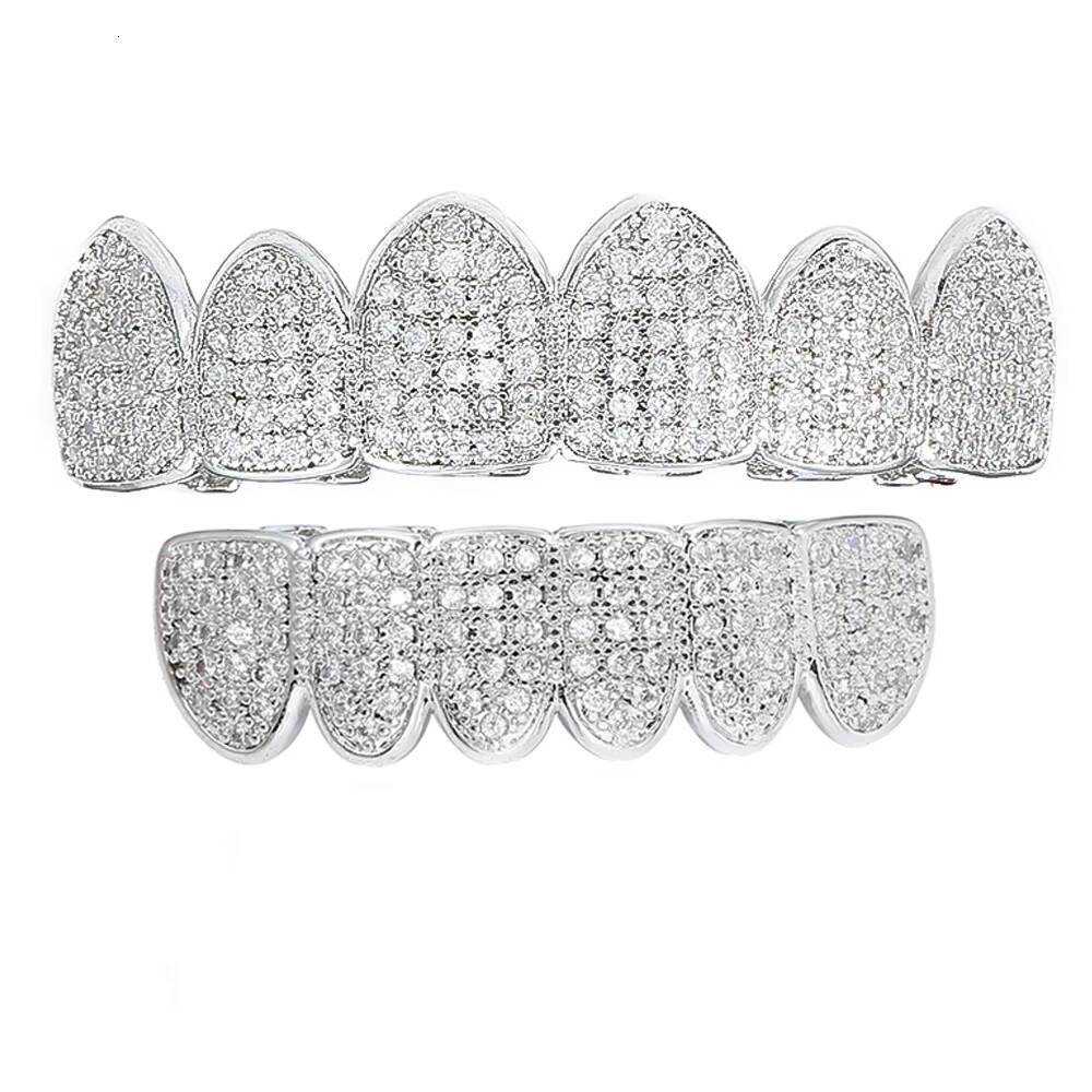 Custom Hip Hop Teeth Silver Grillz Iced Out Vvs Natural Diamond Moissanite Grillz for Teeth