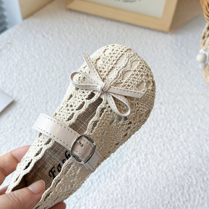 Spring Summer Knitted Lace Fabric Breathable Girls Princess Shoes Nonslip Soft Baby Toddler I05286 250725