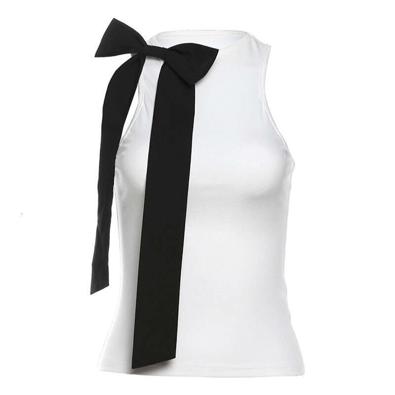 2024 Summer New Women's Solid Color Slim Fit Street Fashion Round Neck Sleeveless Top 87b