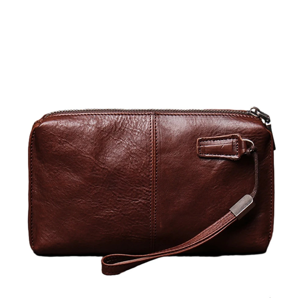 Mens Genuine Leather Large Capacity Clutch Bag Top Layer Cowhide Handbag Casual Soft Leather Long Wallet Mobile Phone Bag 250723