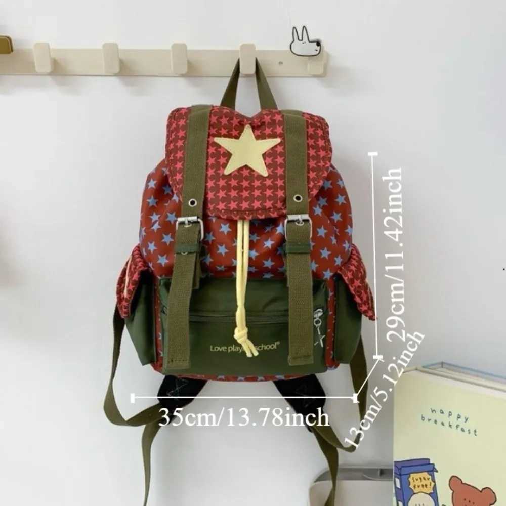 Carto Large Capacity Lucky Star Backpack Korean Style Multi-pocket Drawstring Schoolbag Nylon Y2K Hiking Camping Bag Students Y250724