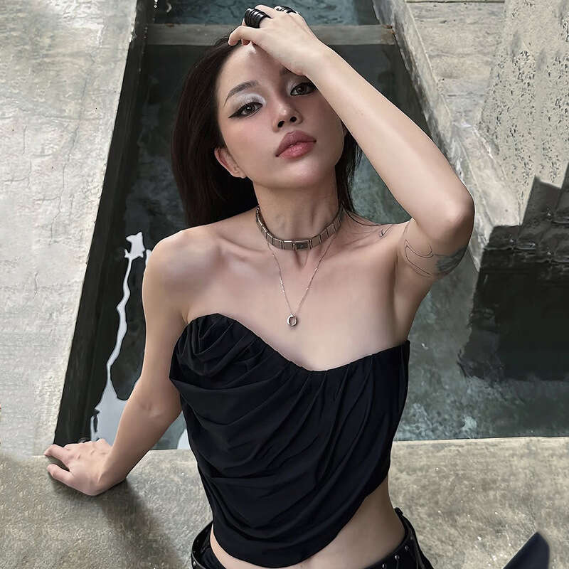 2025 Spring New Women's Solid Color Slim Fit Tube Top Vest Fashion Low Waist Skirt Set e76