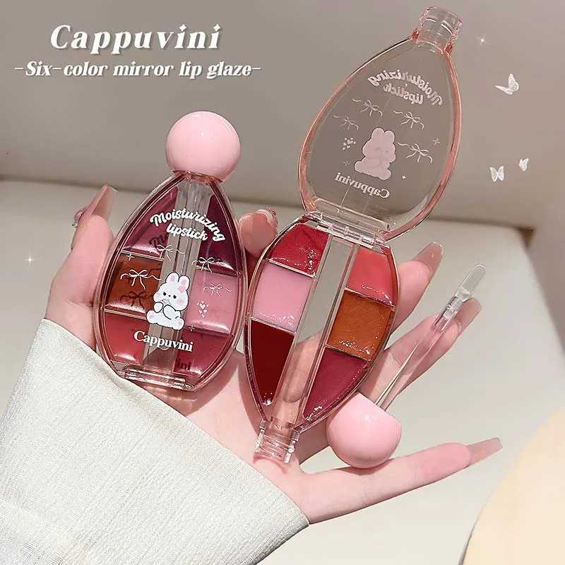 Strawberry Mirror Lip Jelly PlateSix-color Juicy Pink Plum Solid Lip Gloss Set Silicone Brush Head Moisturizing Lip Oil TintXJ250724