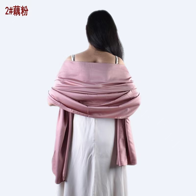 T1309 autumn and winter new style matte satin solid color long silk scarf Korean style square scarf headscarf scarf