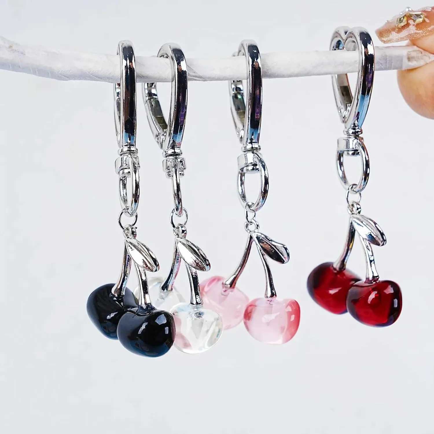 Cute Cherry Keychain Kawaii Cherry Bag Purse Charms for Women Car Keys Decor Gifts Stuff Accessories 250715