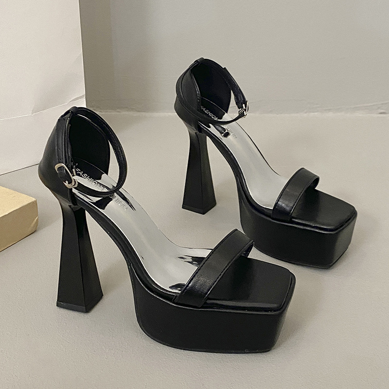 Ddmysports Casual One Strap For Women Sexy Nightclub Show Stage Chunky Heel Waterproof Platform High Heels Outdoor Shoes