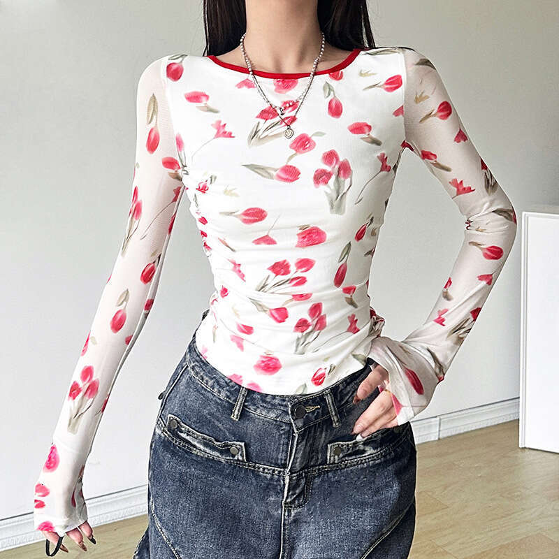 2024 Summer New Women's Fashion Solid Color Slim Street Style Round Neck Long Sleeve Backless Top c91