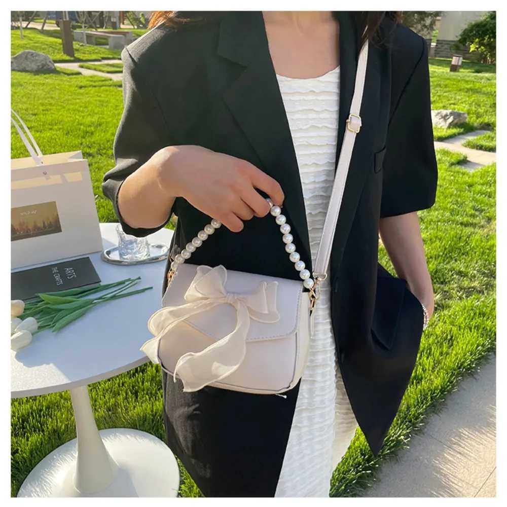 Black Ladies Shoulder Bag Korean Bow-Knot Fi Top-Handle Bag Wen Canvas Large Armpit Bag 2025 Designer New Handbags Y250725