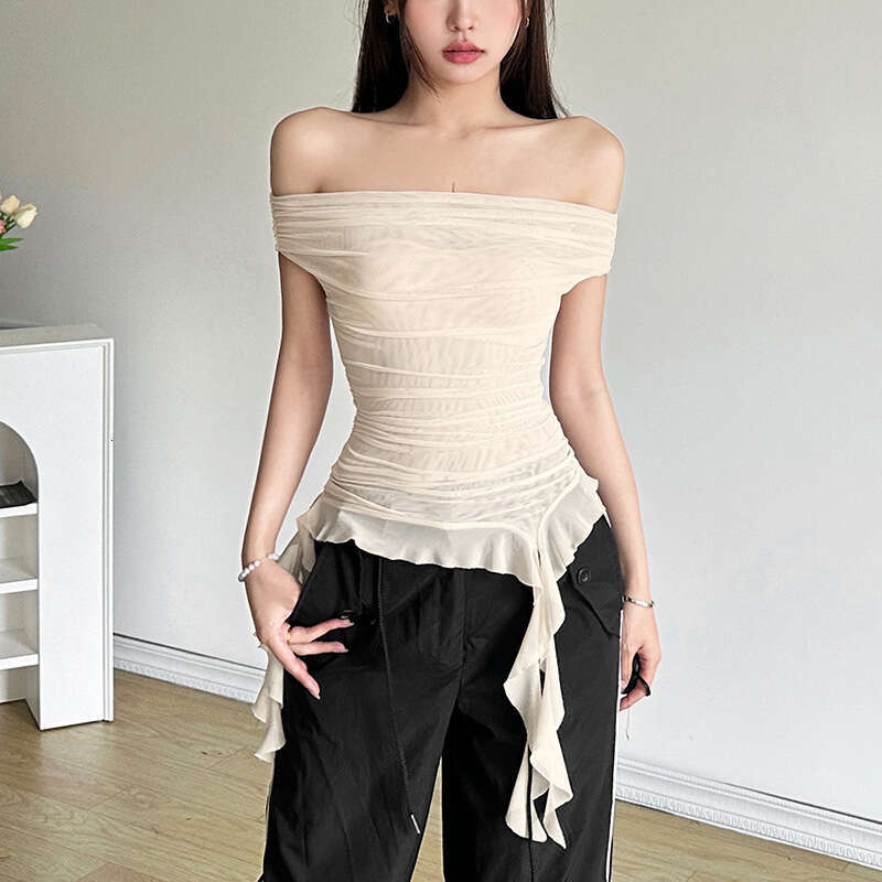 2024 Summer New Women's Solid Color Slim Street Fashion Off-Shoulder Sexy Backless Top 37e
