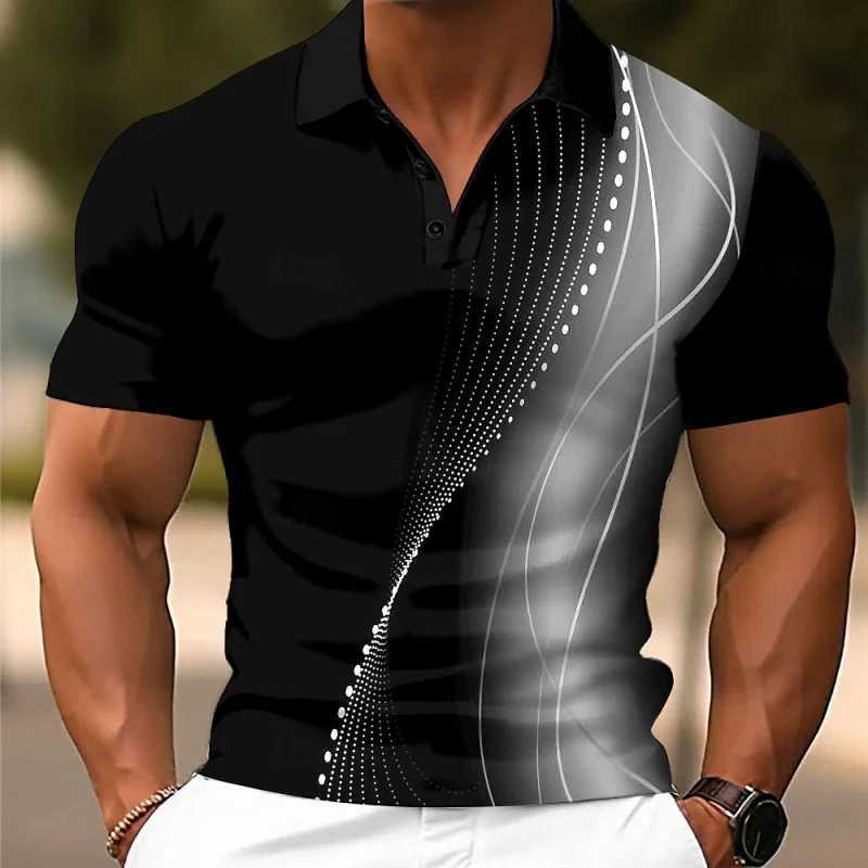 3D Printed Colorful Stripes Polo Shirt For Men Texture Pattern Short Sleeves Summer Street Lapel T-Shirt Button Loose Tees Tops XJ250725