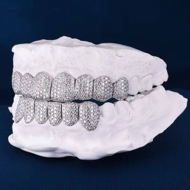 Custom TOP 8 BOTTOM 6 S925 Silver 10K 14K Solid Gold Grills Iced Out VVS Moissanite Lab Grown Diamond Grillz for Men Women